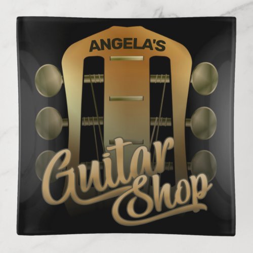 Personalized NAME Rock Music Guitar Shop Musician Trinket Tray