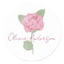 Personalized Name Rose Flower Watercolor Minimal  Classic Round Sticker