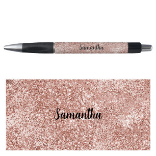 Personalized Name Rose Gold Blush Pink Glitter Pen