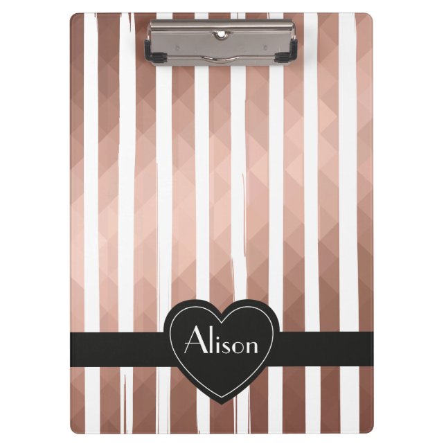 Personalized name rose gold elegant chic modern clipboard (Front)