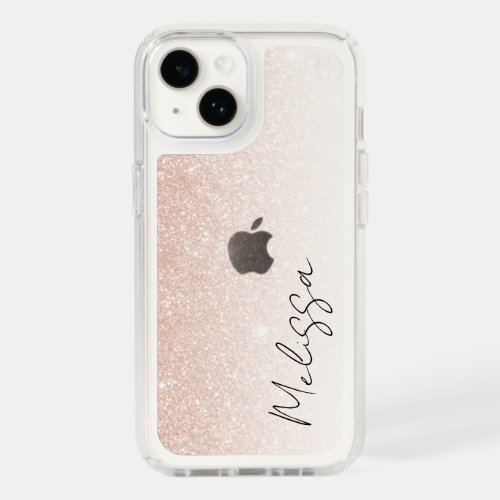 Personalized Name Rose Gold Glitter Speck iPhone 14 Case
