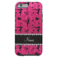 Personalized name rose pink glitter gymnastics tough iPhone 6 case