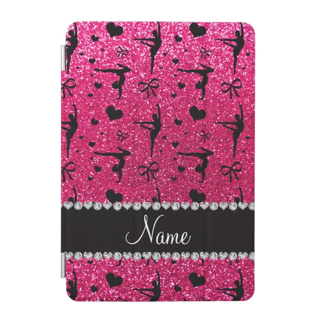 Personalized name rose pink glitter gymnastics iPad mini cover (Front)