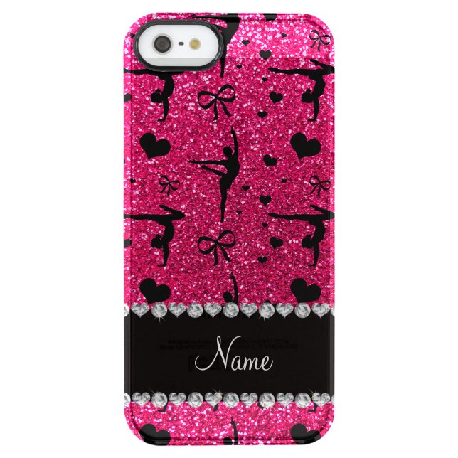 Personalized name rose pink glitter gymnastics uncommon iPhone case (Back)