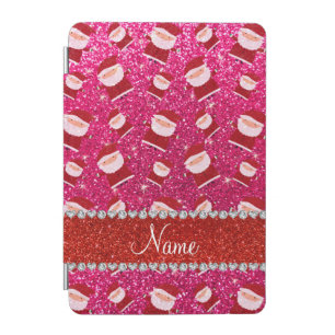 Personalized name rose pink glitter santas iPad mini cover