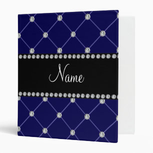 Personalized name Royal blue diamonds 3 Ring Binder