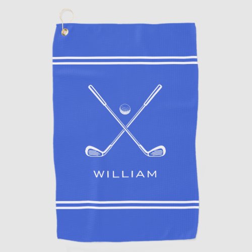 Personalized Name Royal Blue Stripes Stylish Golf Towel