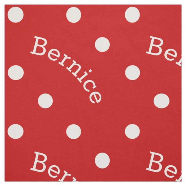 Personalized Name Ruby Red Polka Dot Fabric (Swatch)