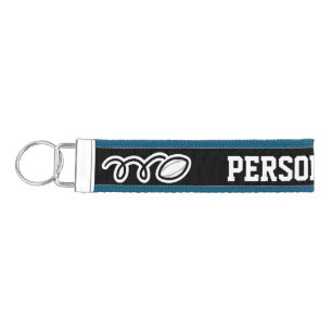 Personalized name rugby wrist strap keychains
