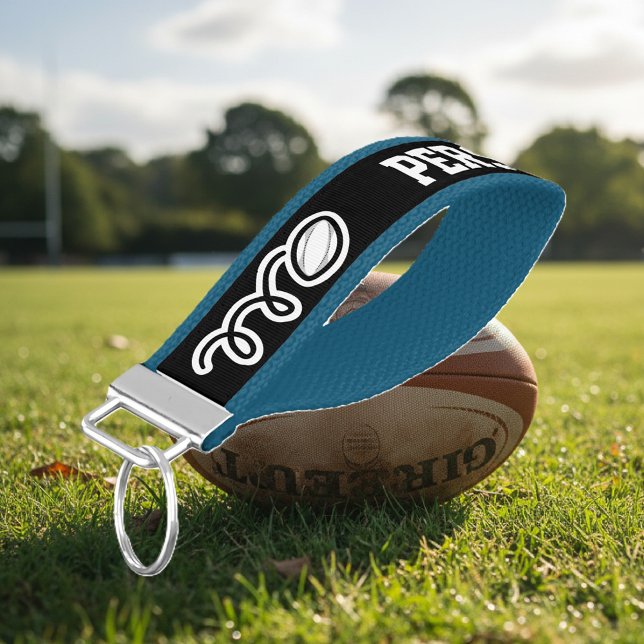 Personalized name rugby wrist strap keychains (Creator Uploaded)