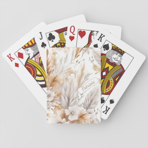 Personalized Name Rustic Chic Bohemian Wildflowers Poker Cards