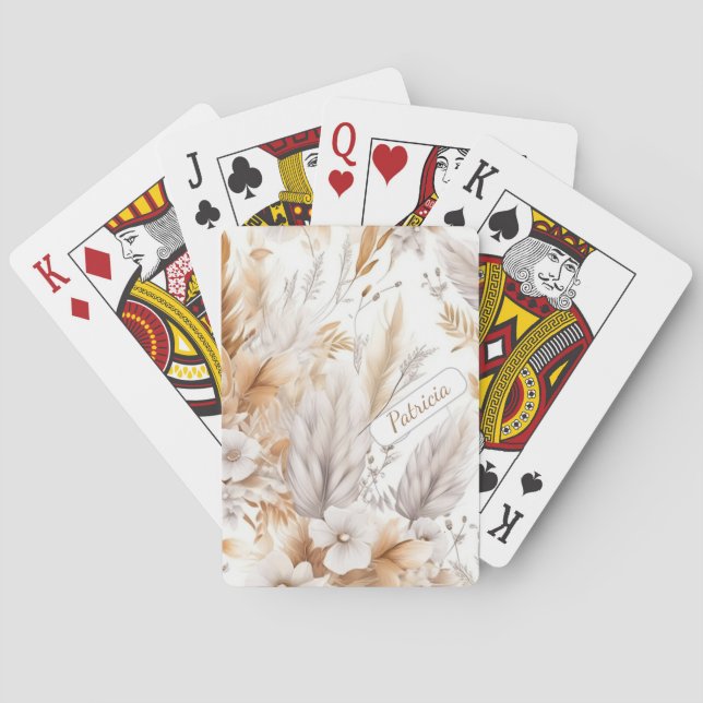 Personalized Name Rustic Chic Bohemian Wildflowers Poker Cards (Back)