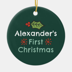 Personalized Name Rustic Christmas Camping Ceramic Ornament