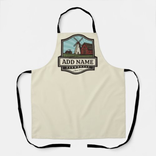 Personalized NAME Rustic Farmhouse Old Windmill Apron