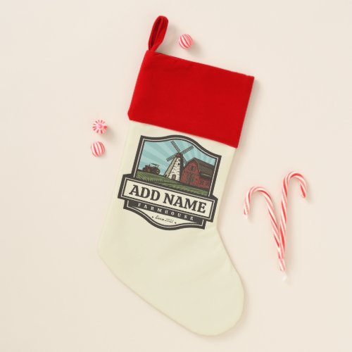 Personalized NAME Rustic Farmhouse Old Windmill  Christmas Stocking