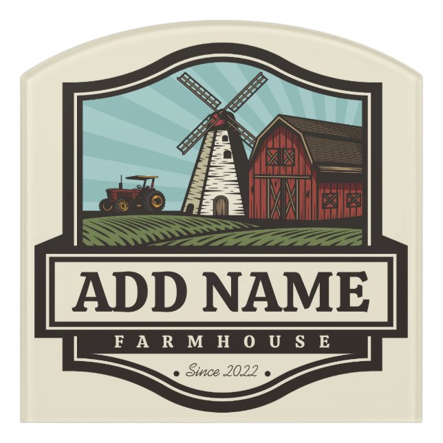 Personalized NAME Rustic Farmhouse Old Windmill Door Sign (Contour Front)