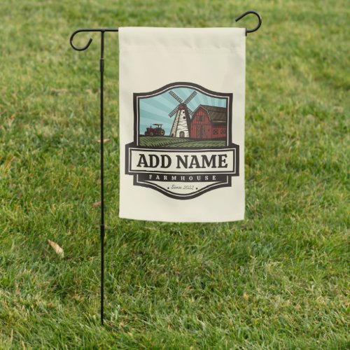 Personalized NAME Rustic Farmhouse Old Windmill Garden Flag