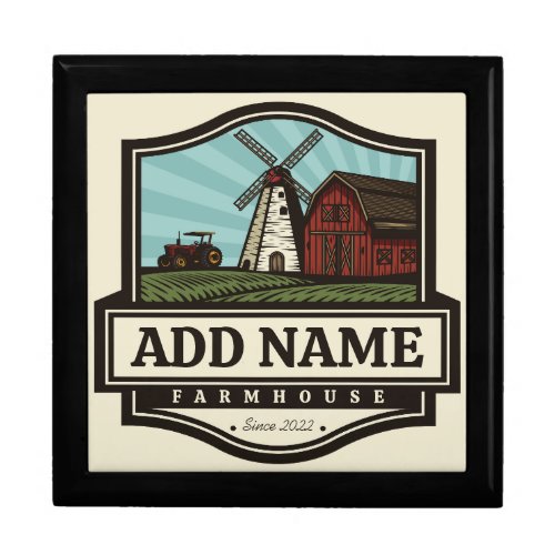 Personalized NAME Rustic Farmhouse Old Windmill  Gift Box