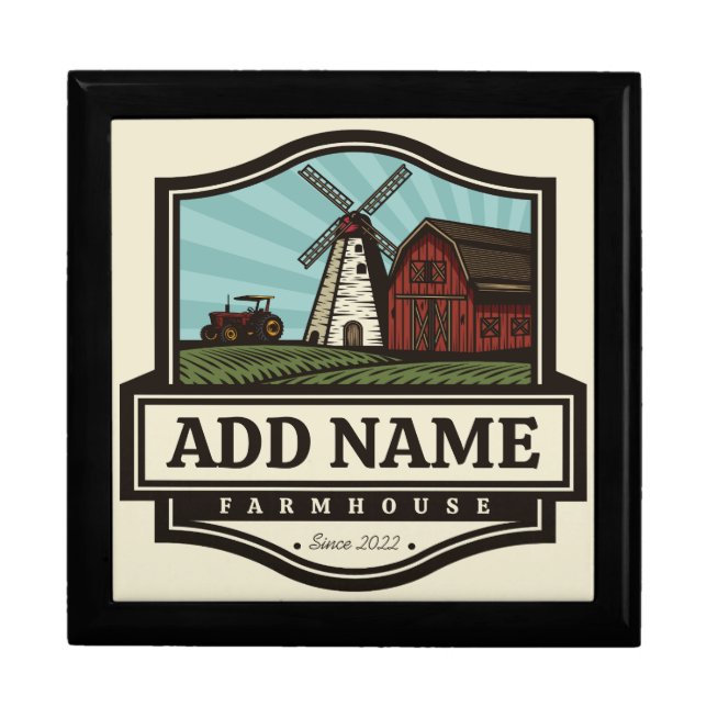 Personalized NAME Rustic Farmhouse Old Windmill  Gift Box (Front)