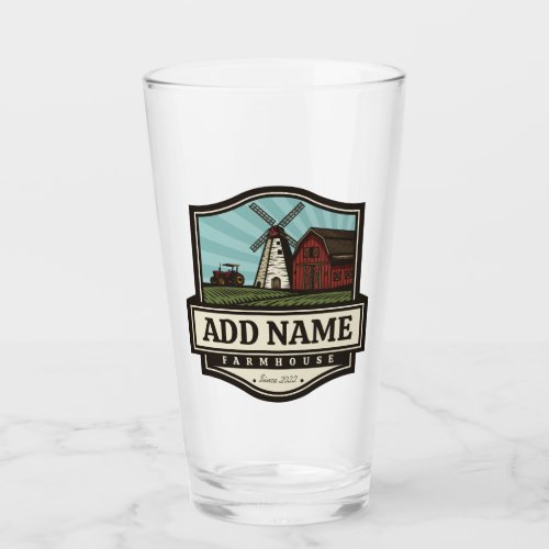 Personalized NAME Rustic Farmhouse Old Windmill  Glass