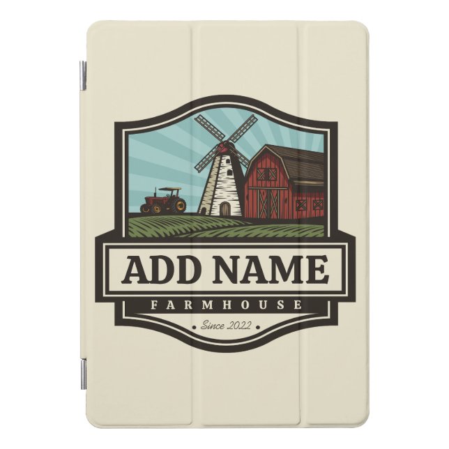 Personalized NAME Rustic Farmhouse Old Windmill iPad Pro Cover (Front)