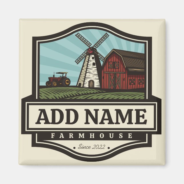 Personalized NAME Rustic Farmhouse Old Windmill  Magnet (Front)