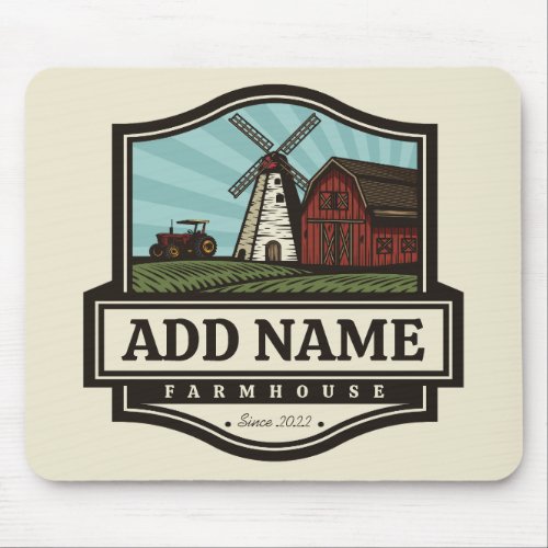 Personalized NAME Rustic Farmhouse Old Windmill Mouse Pad