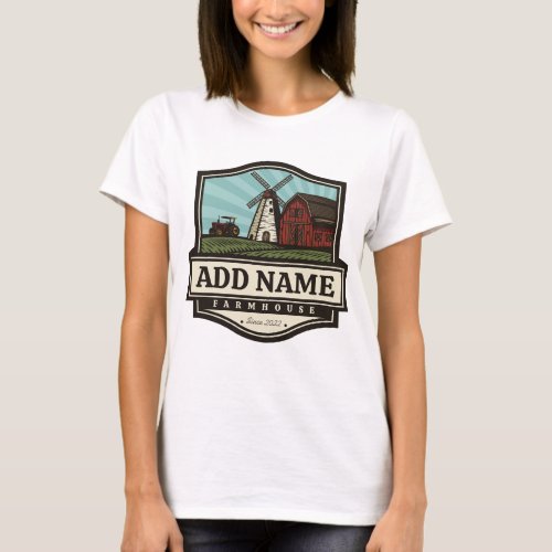 Personalized NAME Rustic Farmhouse Old Windmill  T_Shirt