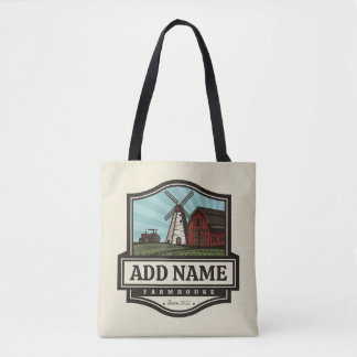 Personalized NAME Rustic Farmhouse Old Windmill  Tote Bag