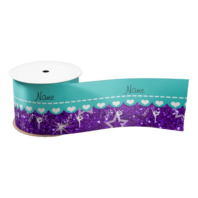 Personalized name rythmic gymnast purple glitter satin ribbon (Spool)