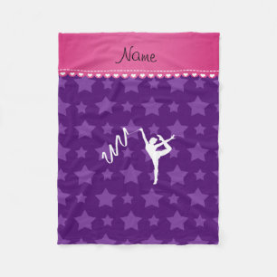 Personalized name rythmic gymnast purple stars fleece blanket