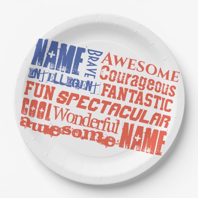 Personalized Name(s) and Words USA flag Paper Plates (Front)