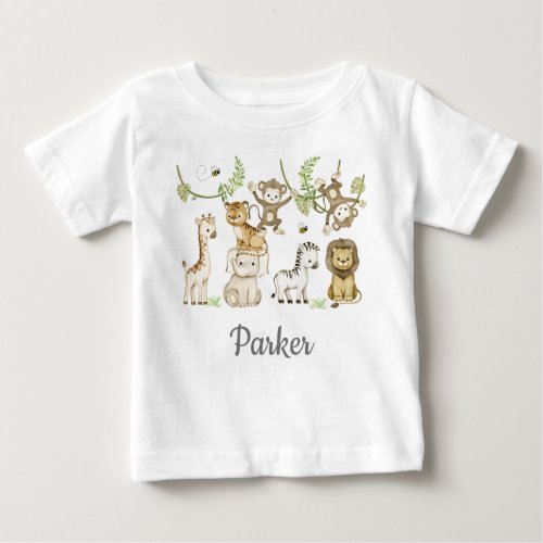 Personalized Name Safari Jungle Animals Birthday  Baby T_Shirt