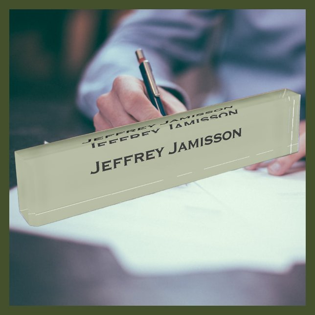 Personalized Name Sage Green Acrylic Desk Name Plate (Creator Uploaded)