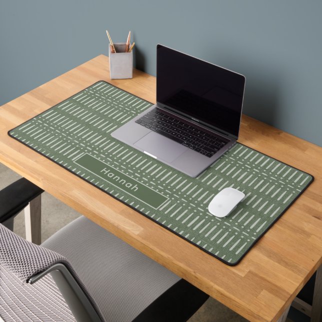 Personalized Name Sage Green Modern Boho Office Desk Mat (Office 2)