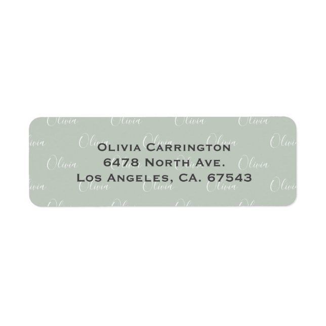 Personalized Name Sage Green Return Address Label (Front)