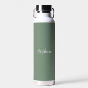 Personalized name Sage Green Script Wedding Water Water Bottle