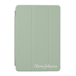 Personalized Name Sage Green Solid Color iPad Mini Cover