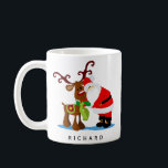 Personalized Name Santa and Reindeer Christmas Coffee Mug<br><div class="desc">Personalized Name Santa and Reindeer Christmas Coffee Mug</div>