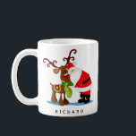 Personalized Name Santa and Reindeer Christmas Coffee Mug<br><div class="desc">Personalized Name Santa and Reindeer Christmas Coffee Mug</div>