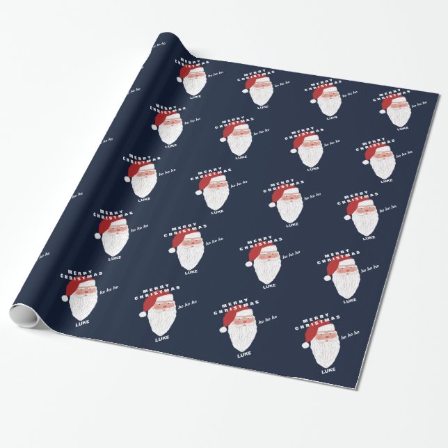 Personalized Name | Santa Christmas Wrapping Paper (Unrolled)