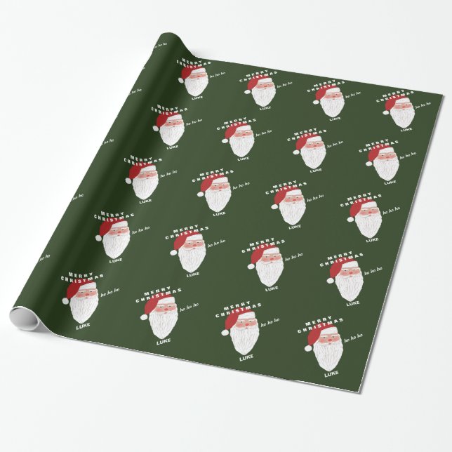 Personalized Name | Santa Christmas Wrapping Paper (Unrolled)