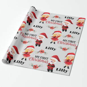 Personalized Name Santa Couples Xmas Christmas  Wrapping Paper