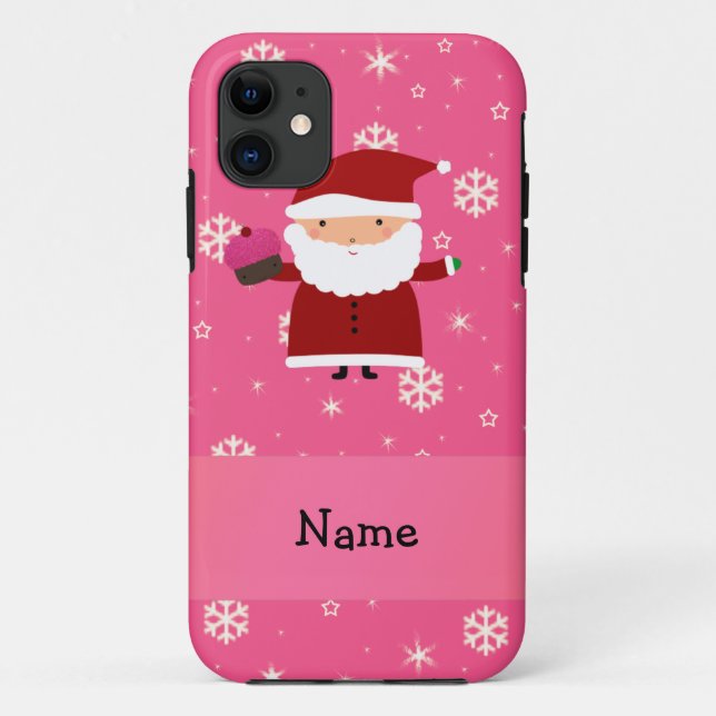 Personalized name santa cupcake pink snowflakes Case-Mate iPhone case (Back)