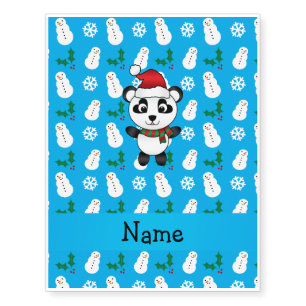 Personalized name santa panda bear blue snowman temporary tattoos