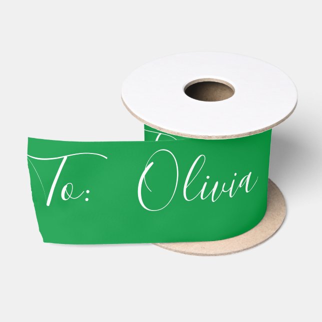 Personalized Name Santa Script Holiday Modern Satin Ribbon (Spool)