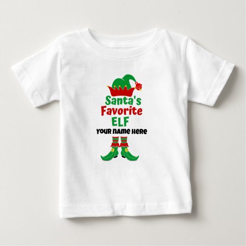 Personalized Name Santas Favorite Elf  T_Shirt