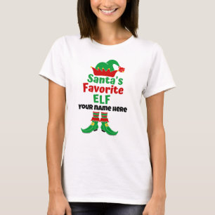 Personalized Name Santa's Favorite Elf T-Shirt