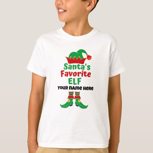 Personalized Name Santas Favorite Elf  T_Shirt