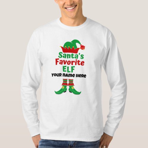 Personalized Name Santas Favorite Elf  T_Shirt